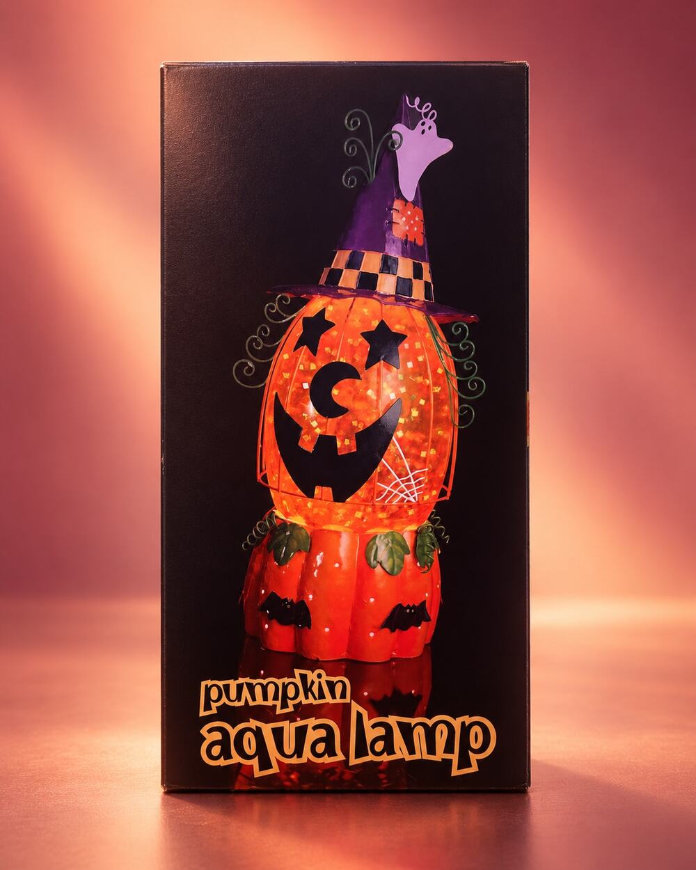 Vintage JCPenney Home Collection Pumpkin Aqua Lamp Halloween Light Original Box